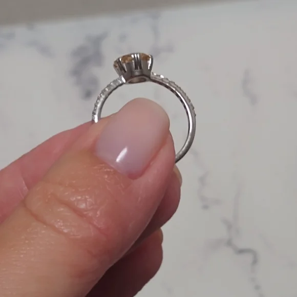 New Rose Cut Yellow Canary Moissanite Ring - Picture 6 of 9